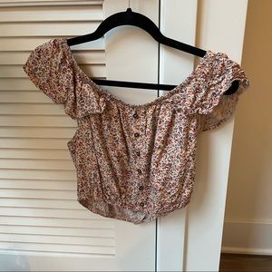Pink Floral Crop Top